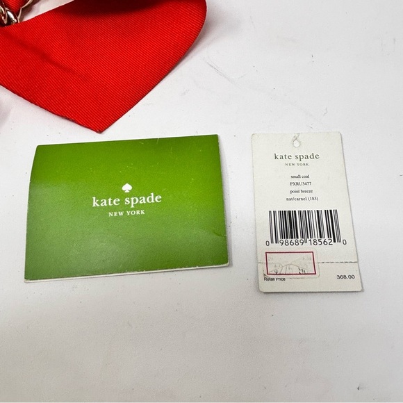 KATE SPADE Women’s Beige Red POINT BREEZE Coal Straw Tote Bag Large Bow 12” X 8” - Picture 11 of 13